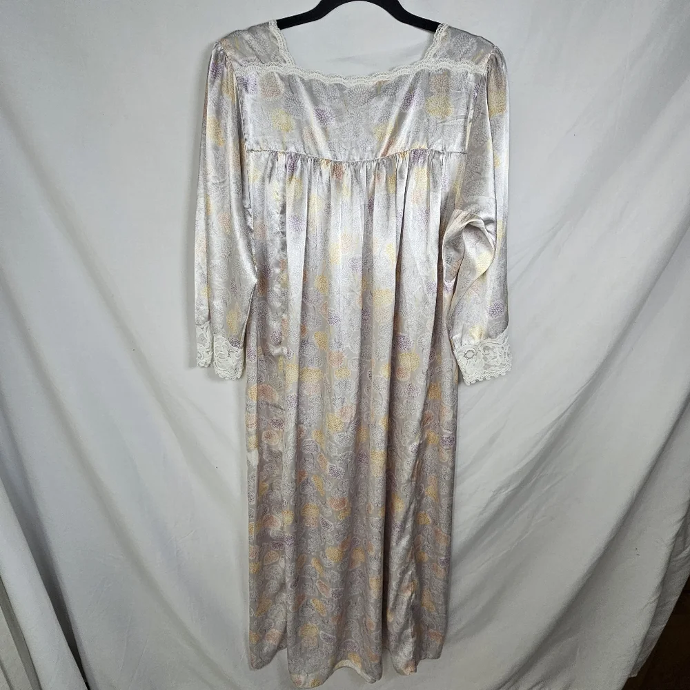 CHRISTIAN DIOR Women's Nightgown Large Lace Romantic Satin Floral Vintage‎ 90s - Picture 3 of 5